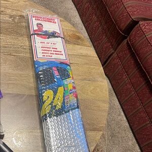 Nascar Racing Car Sunshade with Blue and Yellow Accents